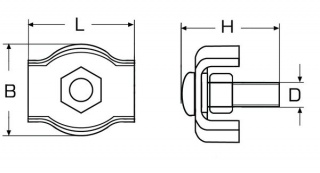 Zacisk rynienkowy pojedynczy do liny 6mm