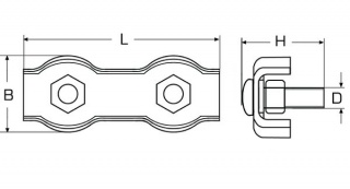 Zacisk rynienkowy podwójny do liny 8mm